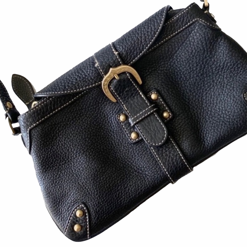 HTF: Dooney & Bourke ✪ Pebbled Leather Handbag ✪ Black with Gold Hardware ✪ - Picture 3 of 12